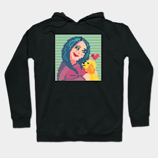 Girl and her dog pixel art Hoodie